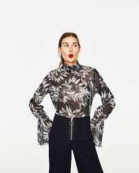 Image 4 Of Semi Sheer Printed Top From Zara Tops Floral Prints Clothes Textiles Fashion