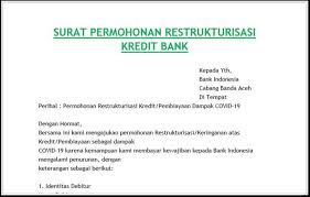 Surat Permohonan Restrukturisasi Kredit Bank Pengikut Surat Kelahiran Anak