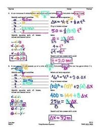 Kinematics Using Kinematic Equations Equations Chemistry Worksheets High School Chemistry