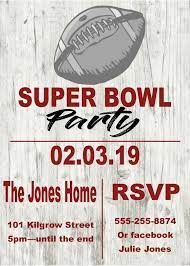 Football On Wood Super Bowl Party Invitations Super Bowl Party Invitations Party Invite Template Football Ticket Invitations