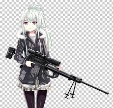 Gun is a weapon that discharges bullets using gunpowder and other forms of pressure at the pull of trigger. Anime Firearm Koko Hekmatyar Girls With Guns Female Png Clipart Anime Anime Girl Art Art Museum