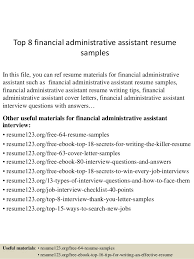 Top 8 Financial Administrative Assistant Resume Samples
