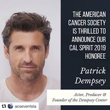 Repost ACS Events Los Angeles ・・・ Patrick Dempsey's unyielding commitment  to cancer care through his founding of the Dempsey Center makes him our  perfect Honoree for Cal Spirit
