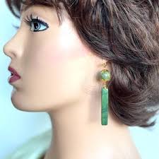 Fancy Dangle Green Malachite Earrings 18k Gold Dangle Earrings Royalty  Gemstone Earrings for Bridal Positivity Jewelry Green Earrings