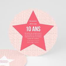 Carte d invitation anniversaire 10 ans. Invitation Anniversaire Etoile Rose Echantillon Offert Carteland