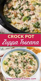 Crock Pot Zuppa Toscana Sausage Potato Soup Is Rich And Very Flavorful With Sausage Potatoes Baco Crockpot Soup Recipes Sausage Crockpot Sausage Potato Soup