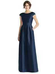 Alfred Sung D767 Maxi Dress With Sleeves Pleated Skirt Dress Dresses