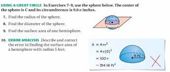 For example, if the radius is 5, it would be 25 times 4, which equals 100. Using A Great Circle In Exercises 7 9 Use The Sphere Chegg Com