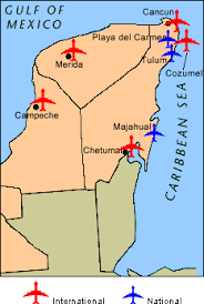 Maps of cancun, isla mujeres, cozumel, riviera maya, tulum, holbox and puerto morelos. Air Transportation Yucatan Peninsula Travel Yucatan