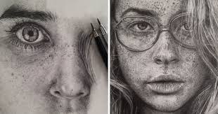 Hyper realistic drawings can include a range of subject matter from people to animals or still life and can tell a story through the use of light and shadow that build up the texture and detail. Artist Makes Hyper Realistic Drawings To The Point Where We See The Pores Of The Skin Bored Panda