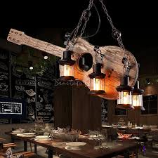 By the forest & co. Unique Guitar Pendant Lights Iron And Wood 6 Heads Black Hanging Ceiling Lights For Restaurant Beautifulhalo Com