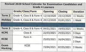 Have you been waiting to see this timetable? Revised School Calendar For Grade 4 Class 8 And Form 4 Kcsepdf Co Ke