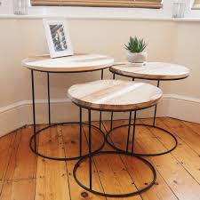 Round Nesting Tables Za Za Homes Coffee Table Wood Nesting Tables Living Room Natural Wood Furniture