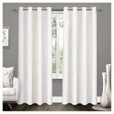 Target/home/white textured blackout curtains (1004)‎. Set Of 2 84 X52 Tweed Textured Linen Woven Blackout Grommet Top Window Curtain Panel White Exclusive Home Target