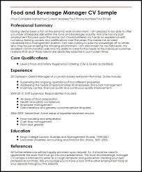 Food service resume examples & writing guides. Food And Beverage Manager Cv Example Myperfectcv