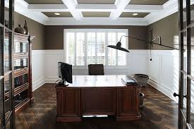 Amazing gallery of interior design and decorating ideas of office chair rail in bedrooms, dens/libraries/offices, dining rooms, bathrooms, entrances/foyers by elite interior designers. Fantastic Ceiling Traditional Home Offices Traditional Home Office Home