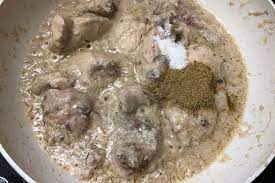 Coriander Powder And Salt Added In The Pan Indian Dessert Recipes Chicken Biryani Recipe Stuffed Peppers