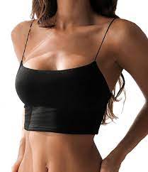 Then pair a white crop spaghetti strap top with black crop pants, an olive green hat, black flat sandals and a black crossbody bag. Women S All Match Spaghetti Strap Crop Top At Amazon Women S Clothing Store