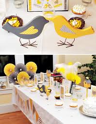 Haven't done a bird themed post in a while! Yellow Gray Bird Themed Baby Shower Hostess With The Mostess Bird Baby Shower Baby Shower Themes Neutral Spring Baby Shower Themes