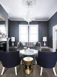 This Room Is Very Symmetrical Since There Seems To Be Great Parallels Between Both Sides Of The Ro Blue And White Living Room Gold Living Room Living Room Grey
