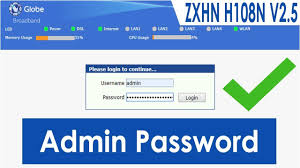 Enter the username & password, hit admin. Access Globe Broaband Zte Zxhn H108n V2 5 Using Default Admin Password Youtube