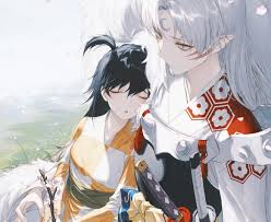 Voir cette épingle et d'autres images dans nerd is the word! Armor Black Hair Bow Cherry Blossoms Cropped Flowers Grass Inuyasha Japanese Clothes Katana Kimono Long Hair Male Petals Pointed Ears Ponytail Rin Inuyasha Sesshomaru Sleeping Sword Tattoo Waifu2x Wanke Weapon White Hair