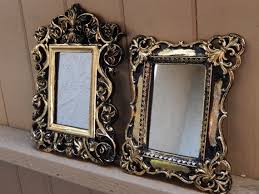Black And Gold Mirror Frame Vintage Black And Gold Mirror Set Antique Mirrors Shabby Chic Distressed Set Wall Hanging Home De Mirror Set Vintage Mirrors Antique Mirror