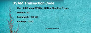 This page is about the various possible meanings of the acronym, abbreviation, shorthand or slang term: Ovam Sap Tcode For C Sd View Tvkov Au Distchandoc Types