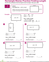 Rectangle Algebra Find The Missing Length Worksheet Education Com Algebra Functions Algebra Algebra Equations