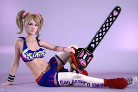blonde hair blue eyes chainsaw cheerleader juliet starling lollipop  chainsaw teenager twintails 