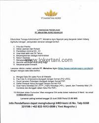 Yuk mulai karir magangmu untuk masa depan yang lebih cerah loker magang magang mahasiswa cari kerja magang magang jakarta magang 2021. Lowongan Kerja Pt Mahatma Agro Juni 2020 Lokertani Com Loker Pertanian Indonesia