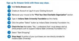 Make sure you're signed up for amazonsmile (use your web browser to visit smile.amazon.com) 2. Amazonsmile Indiana State University