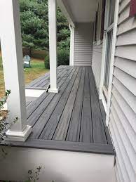 Choose from the exceptional finishes of gravel path, havana gold, island mist, lava rock, rope swing, spiced rum, tiki torch, and vintage lantern. Deck Trex Island Mist Picture 7702 Decks Com