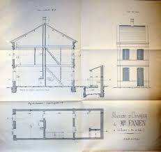 Plan D Architecte Compose De Deux Coupes Et D Une Vue De La Facade D Une Maison D Ouvrier Plan Facade Bienfaiteur Ancienne Ecole