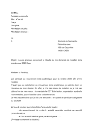 Modele Lettre Recours Second Degre Pour Les Mutations Intra Academiques Cgt Educ Action Academie De Caen Normandie