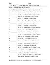 Worksheets, lesson plans, activities, etc. Solving Numerical Expressions Worksheet For 6th 10th Grade Lesson Planet