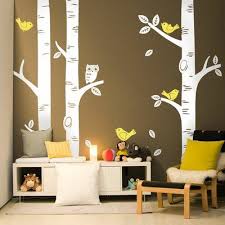 Birch Tree Wall Decal Canada Zoomie Kids Birch Tree With Owl And Birds Wall Decal Colour Green Yellow White In 2020 Bird Wall Decals