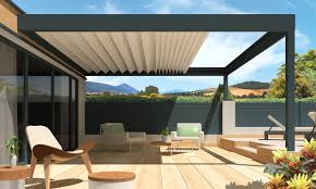 A clear pvc side curtain that can be retracted when not required would be great. Horizon Iv Pergola With Retractable Accordion Slats Mitjavila