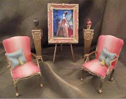 Miniature Antique Chairs Plant Stands Painting Custom Bed Upholstered Furniture Dolls House Interiors