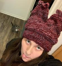 chowder hat ft panini 💜🩷😋🥰 used the slouchy grouchy chowder hat pattern  by Laura Campbell