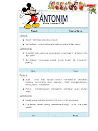 Berikut kumpulan contoh kata antonim! Kamus Antonim Sekolah Rendah