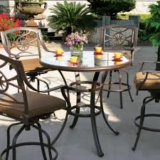 Darlee Ten Star 5 Piece Cast Aluminum Patio Bar Set With Swivel Bar Stools Glass Top Table Bbqguys In 2020 Patio Bar Set Bar Height Patio Set Patio Bar