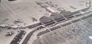 Aerial Shot Of St Louis Lambert From The 1950s Before The 4th Arch Was Added Twa Connies Are Parked By The Original Concourse B Aerial Twa Landmarks