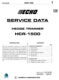 Both must be read and understood for proper and safe operation. Echo Hcr 1500 Service Data Pdf Download Manualslib