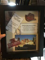 Birthday Shadow Box Ideas For Boyfriend Birthday Gift Concert Tickets And A Hotel Room Put Together In A Shadow Box To Open Up Concert Ticket Gift Happy Birthday Gifts Concert Gift