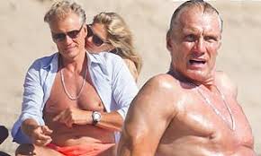 Does dolph lundgren have tattoos? Dolph Lundgren 62 And Fiancee Emma Krokdal 24 Cuddle Up During Trip To The Beach Daily Mail Online