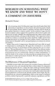 Kremer Michael R 1995 Research On Schooling What We Know And What We Don T A Comment On Hanushek World Bank Research Observer 10 2 247 54 Con Immagini Lettura
