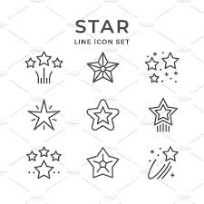 Set Line Icons Of Star Drawing Stars Bullet Journal Inspiration Easy Doodle Art