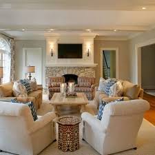 Limits the decor you can place on your mantel. Tv Over Fireplace Design Ideas Pictures Remodel And Decor Rectangular Living Rooms Living Room Furniture Layout Narrow Living Room