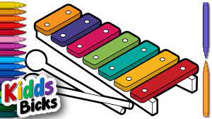 How To Draw A Xylophone And Color With Easy Step By Step | Learn To Draw  Music Instruments - Youtube